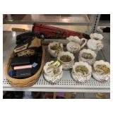 Decorative porcelain bowls, pitcher, vase,