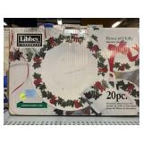 Libby Dinnerware Bows of Holly 20pc porcelain