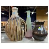 3 decorative Vases. Largest approx 16
