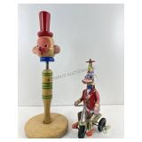 Vtg The Schylling Duck on Bike metal wind-up toy