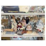 Assorted collectible dolls, doll furniture, and