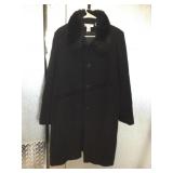 Preston of NY wool coat w/fur trim, black, sz 16