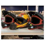 3 multi-sport helmets. 2 razor brand. Sizes SM