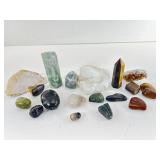 Geode fragment, Polished stones and more.