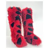 Fluff tall boots. Size 42 red/black