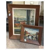Vintage wood framed paintings on canvas. Larger