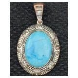 Fashion Large Pendant W/blue Stone, Sz 2ï¿½in Long