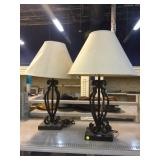 2 decorative table lamps with shades. Approx 28in