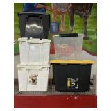 5 storage bins with lids.