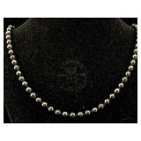 Black Onyx Beaded Necklace, Sz 24in Long