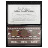 1880, 1890 & 1900 Indian Head Cents