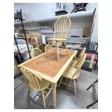 Wood dining table w/Tile top, 6 chairs,