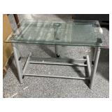 Metal And Glass entertainment center w/3 shelves,