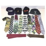 Hats and mens ties. Assorted