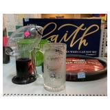 Huggee Bears glass beer mug, NASCAR steering