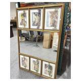 Frame mirror w/art prints, 39x59in