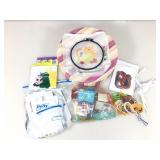 Hat box with sewing craft contents.