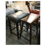 2-Stools incl. solid wood and cushion top, approx