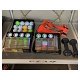 Golf balls, 2lb weights and more.