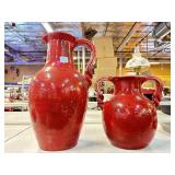 Red clay vases pitchers, tallest 20 in tall