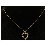 14k Gold Necklace Dia Rubys 3.2g 18"