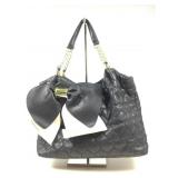 Betsey Johnson Black & White Bow Faux Leather