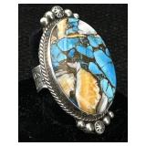 Sterling Indian Ring, Signed Al, Tw 25g, Sz 11