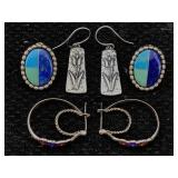 3 Sterling Silver Earrings, Tw 19.1g