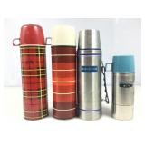 4 Vtg thermos, tallest 14 in tall
