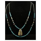 Indian Necklace W/mop Pendant, Sz 24in Long