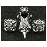 3 Metal Fashionb Rings, Sz 8, 9