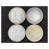 4 German Third Reich Nazi Coins, 2 Reichmark,