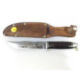Western Fixed Blade Hunting Knife w/ Leather