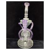 New Art Glass Purple/Clear Water Pipe