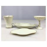 4 Lenox pcs, trays, vase & pedestal 5 in