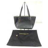 Strathberry S Cabas Grain Leather Black w/ White