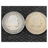 2-1893 Silver Columbian Half Dollars