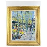 F.G.Fleming Signed Flower Market Painting On