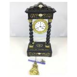 Vtg French Empire Ebonized Portico Mantle clock