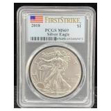 2018 Silver Eagle, Pcgs Ms69