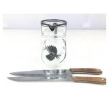 Kitchen Delite knives & SS Overlay glass pitcher