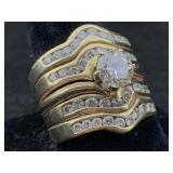 14k Gold Ring @1-1/4ct Diamond Plus Other Dia 17g