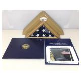 American flag in wooden frame, flown over Hoover