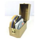 Vtg brown tin container w/film reels, Adult