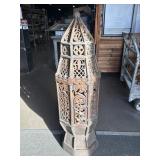 Large Wooden Hand Carved Floor Standing Candle