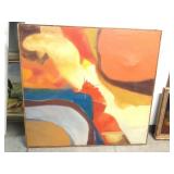 Signed MCM Abstract Painting On Cloth Canvas
