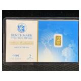 24k Gold Bar, Tw 2 Grains By Benchmark Strategic
