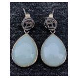Silver Earrings With Jade