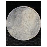 1858 S Silver Seated Liberty Half Dollar