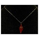 Sterling Chain Necklace W/pendant, Tw 5.4g,